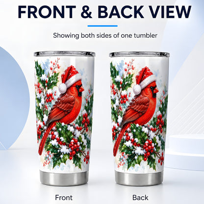 #pl[20oz|Steel] Christmas Cardinal Tumbler 20oz, Bird Tumbler, Stainless Steel Travel Cup