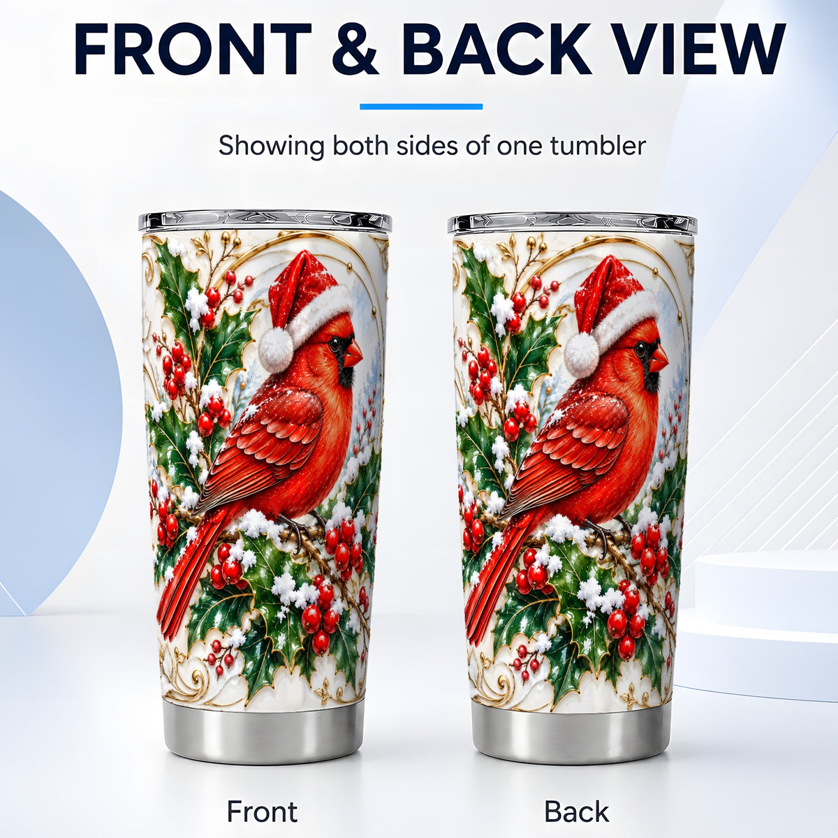 #pl[20oz|Steel] Christmas Cardinal Tumbler 20oz, Bird Tumbler, Stainless Steel Travel Cup