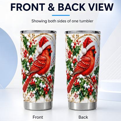 #pl[20oz|Steel] Christmas Cardinal Tumbler 20oz, Bird Tumbler, Stainless Steel Travel Cup