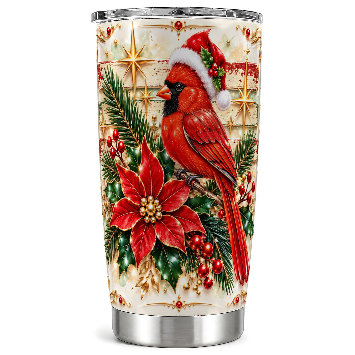 Cardinal Tumbler 20oz, Winter Bird Tumbler, Stainless Steel Travel Cup
