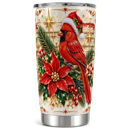Cardinal Tumbler 20oz, Winter Bird Tumbler, Stainless Steel Travel Cup