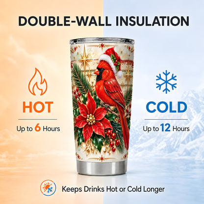 Cardinal Tumbler 20oz, Winter Bird Tumbler, Stainless Steel Travel Cup