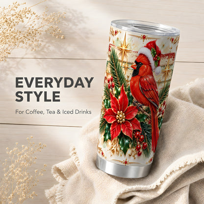 Cardinal Tumbler 20oz, Winter Bird Tumbler, Stainless Steel Travel Cup