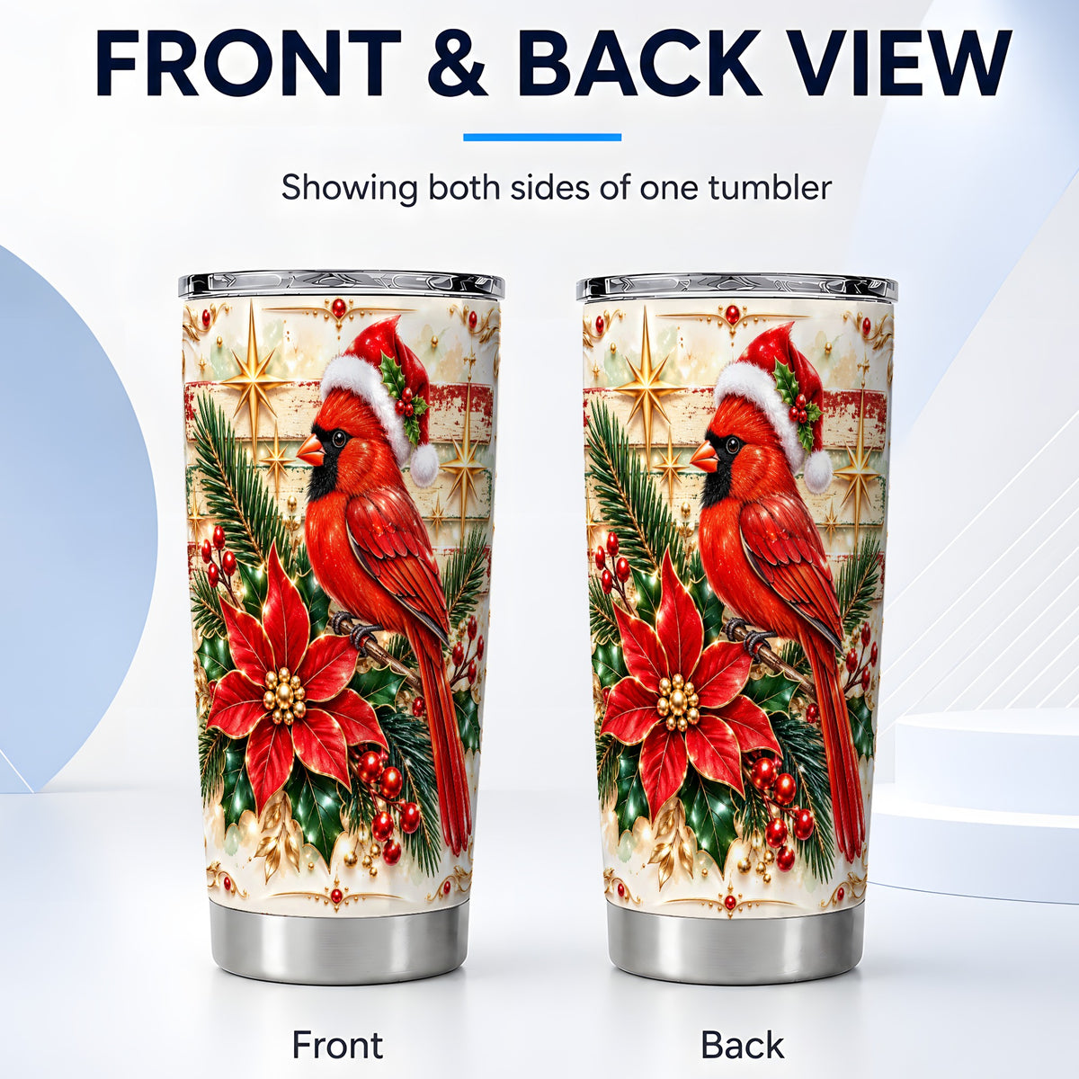 #pl[20oz|Steel] Cardinal Tumbler 20oz, Winter Bird Tumbler, Stainless Steel Travel Cup
