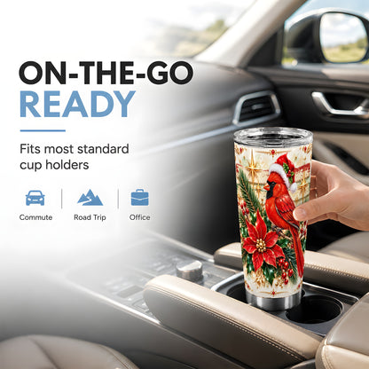 Cardinal Tumbler 20oz, Winter Bird Tumbler, Stainless Steel Travel Cup