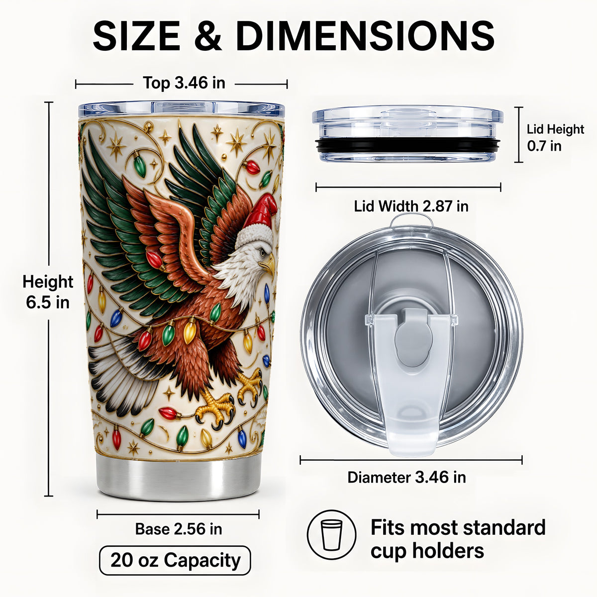 #pl[20oz|Steel] Eagle Tumbler 20oz, Holiday Bird Tumbler, Stainless Steel Travel Cup