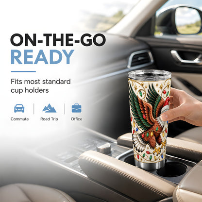 Eagle Tumbler 20oz, Holiday Bird Tumbler, Stainless Steel Travel Cup