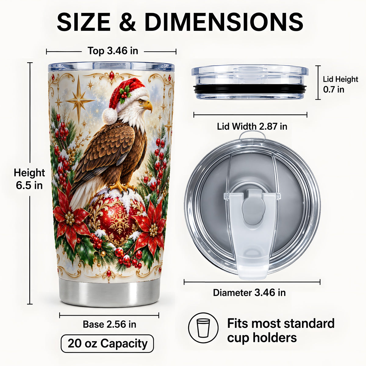 #pl[20oz|Steel] Eagle Tumbler 20oz, Poinsettia Bird Tumbler, Stainless Steel Travel Cup