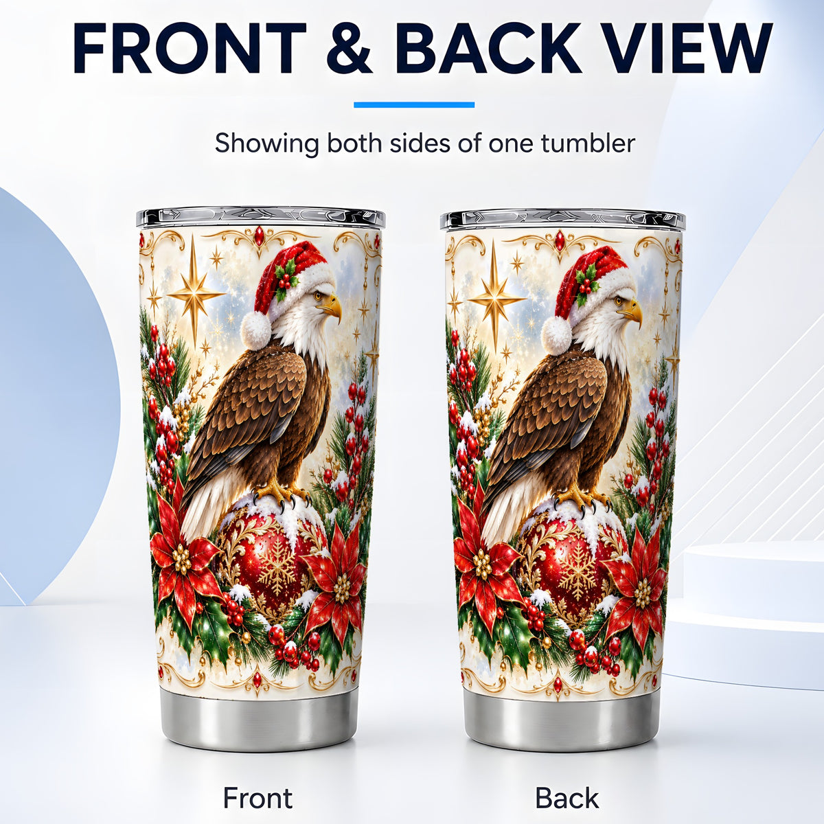 #pl[20oz|Steel] Eagle Tumbler 20oz, Poinsettia Bird Tumbler, Stainless Steel Travel Cup