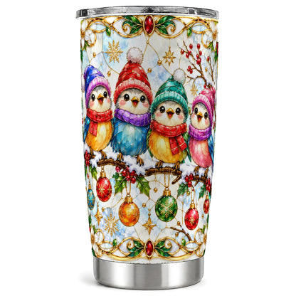Birds Tumbler 20oz, Winter Songbird Tumbler, Stainless Steel Travel Cup