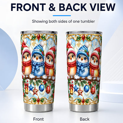 #pl[20oz|Steel] Christmas Owl Tumbler 20oz, Winter Bird Tumbler, Stainless Steel Travel Cup