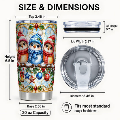 #pl[20oz|Steel] Christmas Owl Tumbler 20oz, Winter Bird Tumbler, Stainless Steel Travel Cup