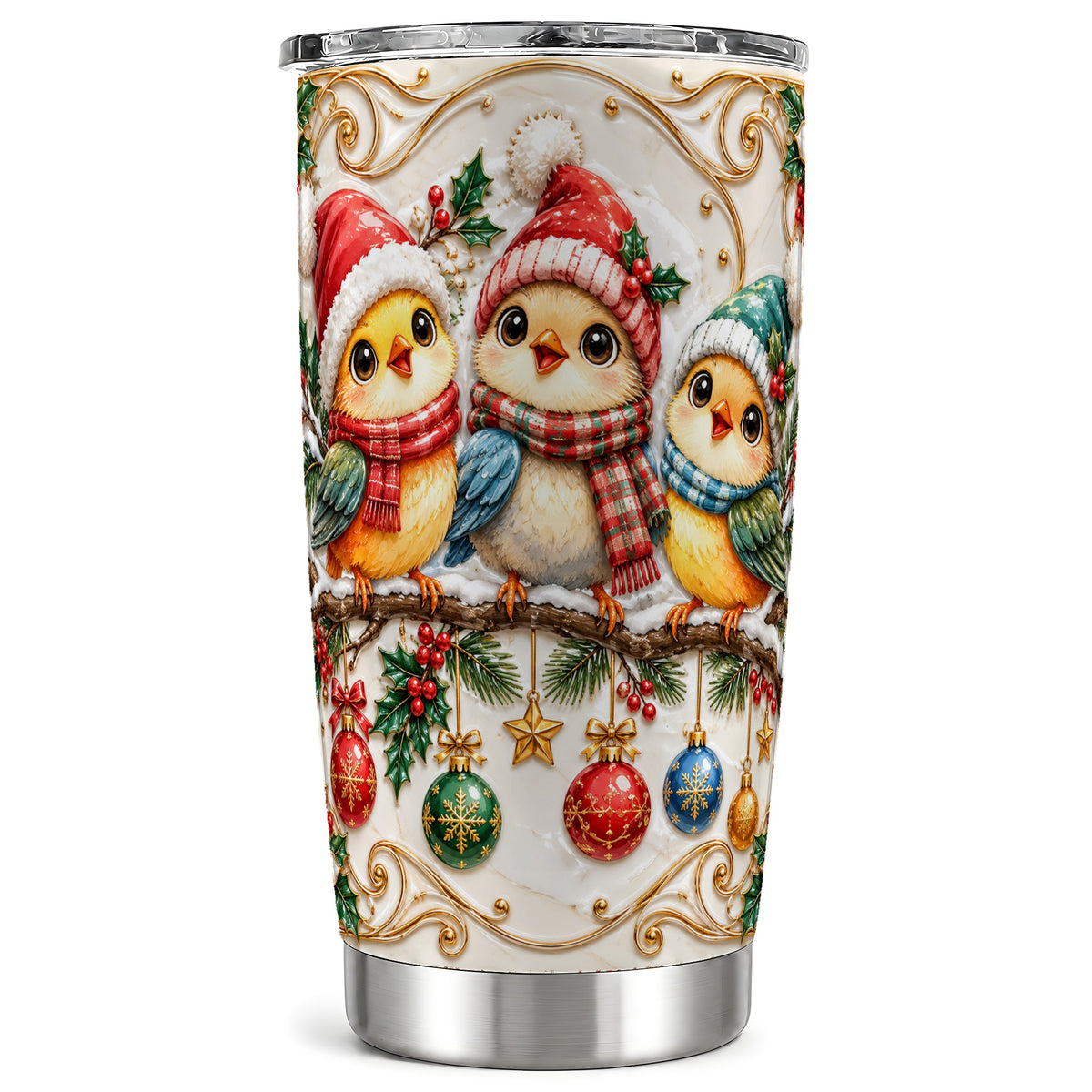 Chick Tumbler 20oz, Winter Bird Tumbler, Stainless Steel Travel Cup