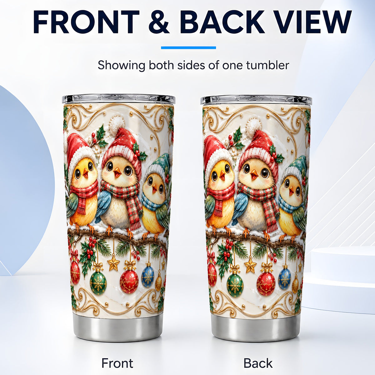 #pl[20oz|Steel] Chick Tumbler 20oz, Winter Bird Tumbler, Stainless Steel Travel Cup