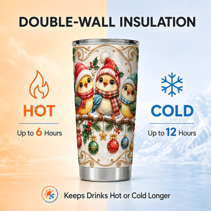 Chick Tumbler 20oz, Winter Bird Tumbler, Stainless Steel Travel Cup