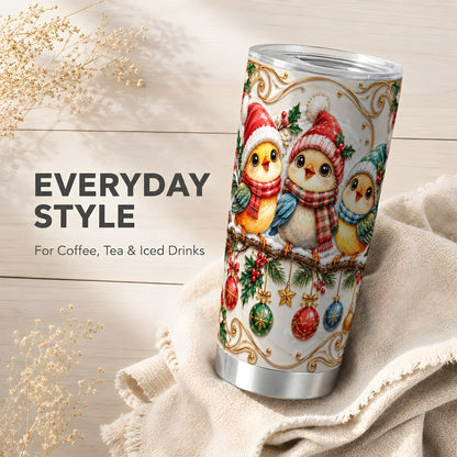 Chick Tumbler 20oz, Winter Bird Tumbler, Stainless Steel Travel Cup