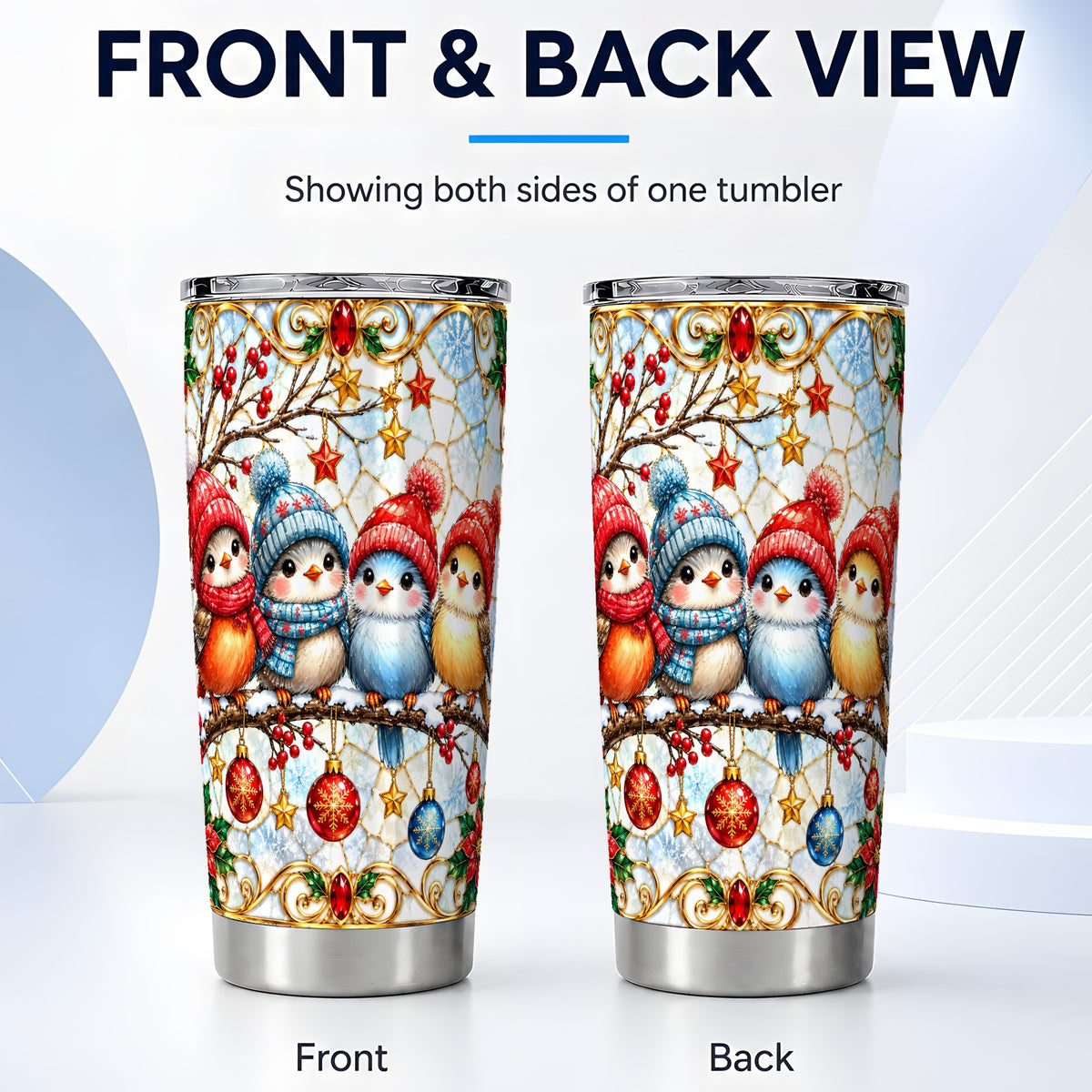 #pl[20oz|Steel] Bird Tumbler 20oz, Winter Songbird Tumbler, Stainless Steel Travel Cup