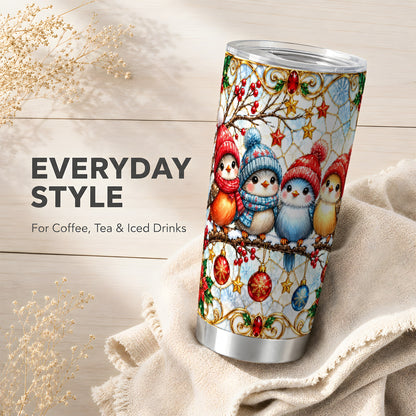 Bird Tumbler 20oz, Winter Songbird Tumbler, Stainless Steel Travel Cup