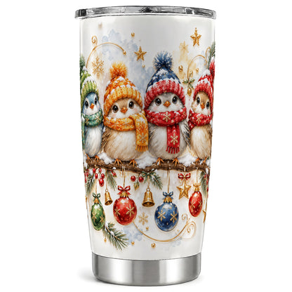 Winter Bird Tumbler 20oz, Cozy Songbird Tumbler, Stainless Steel Travel Cup