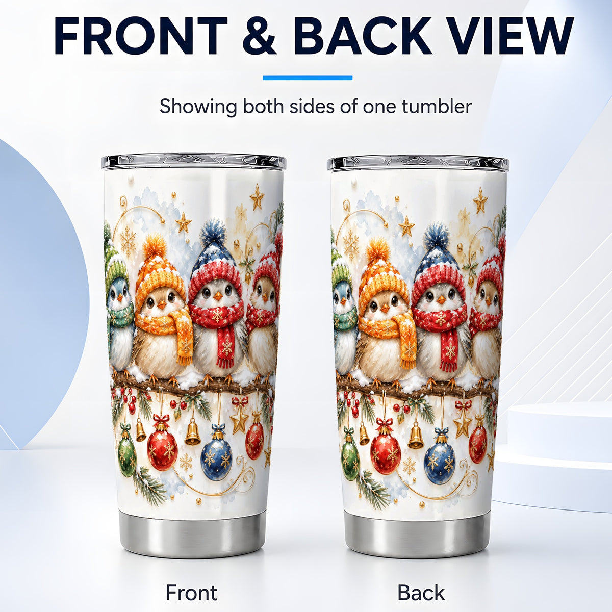 #pl[20oz|Steel] Winter Bird Tumbler 20oz, Cozy Songbird Tumbler, Stainless Steel Travel Cup