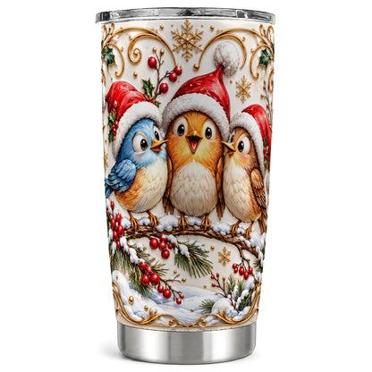 Songbird Tumbler 20oz, Santa Hat Tumbler, Stainless Steel Travel Cup
