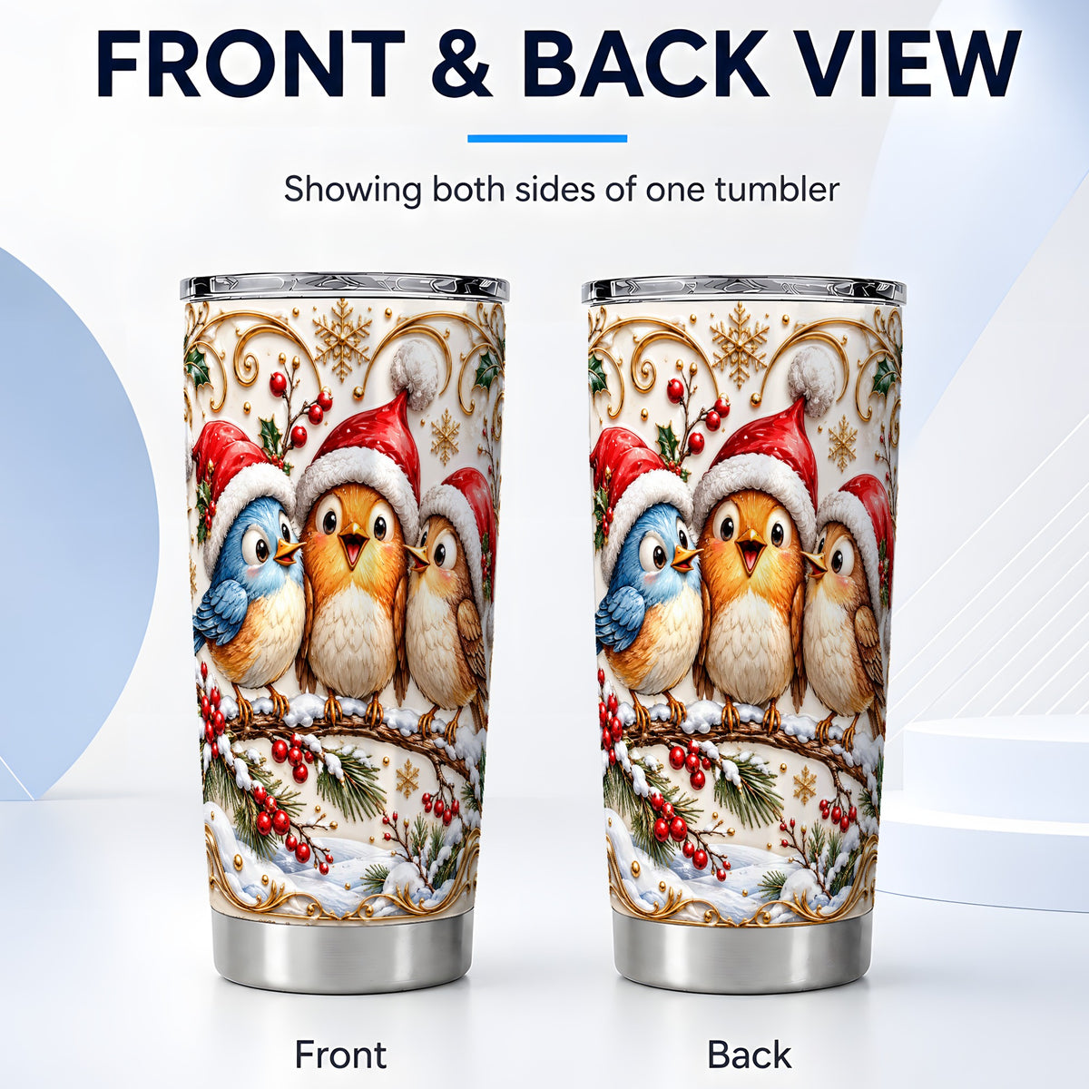 #pl[20oz|Steel] Songbird Tumbler 20oz, Santa Hat Tumbler, Stainless Steel Travel Cup