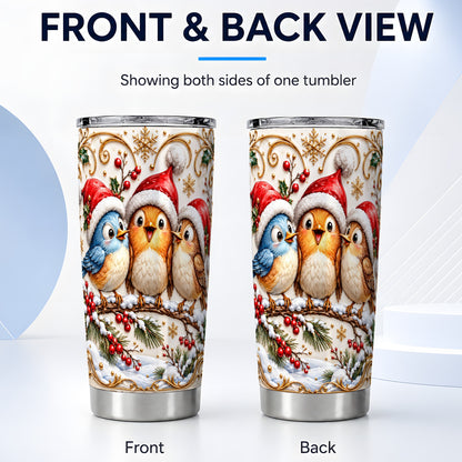 #pl[20oz|Steel] Songbird Tumbler 20oz, Santa Hat Tumbler, Stainless Steel Travel Cup