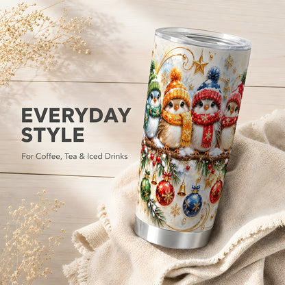 Christmas Birds Tumbler 20oz, Winter Tumbler, Stainless Steel Travel Cup