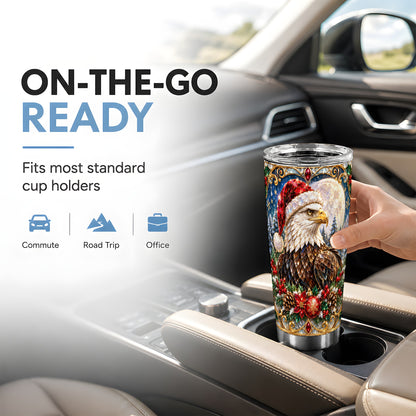 Christmas Eagle Tumbler 20oz, Winter Eagle Stainless Steel Travel Cup