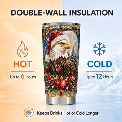 Christmas Eagle Tumbler 20oz, Winter Eagle Stainless Steel Travel Cup