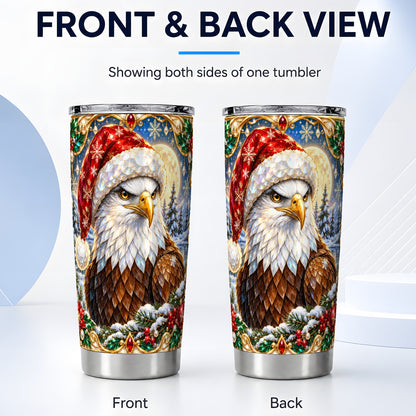 #pl[20oz|Steel] Christmas Bald Eagle Tumbler 20oz, Winter Stainless Steel Travel Cup