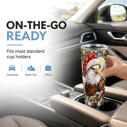 Christmas Bald Eagle Tumbler 20oz, Winter Stainless Steel Travel Cup