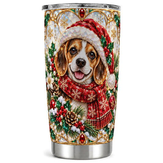 Jeweled Beagle Tumbler 20oz, Puppy Tumbler, Stainless Steel Travel Cup