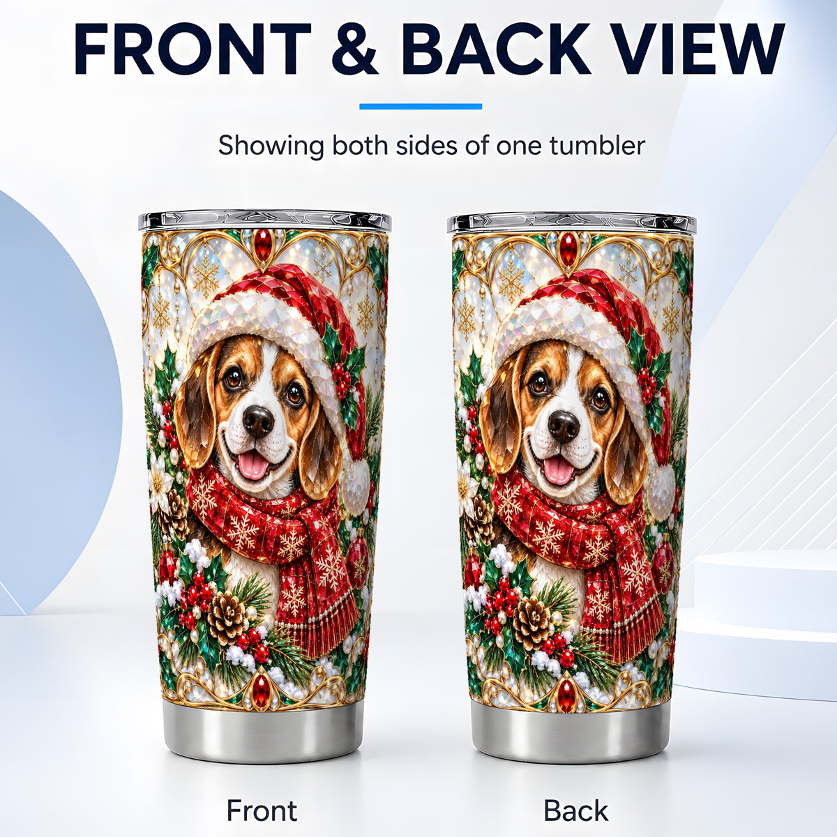 #pl[20oz|Steel] Jeweled Beagle Tumbler 20oz, Puppy Tumbler, Stainless Steel Travel Cup