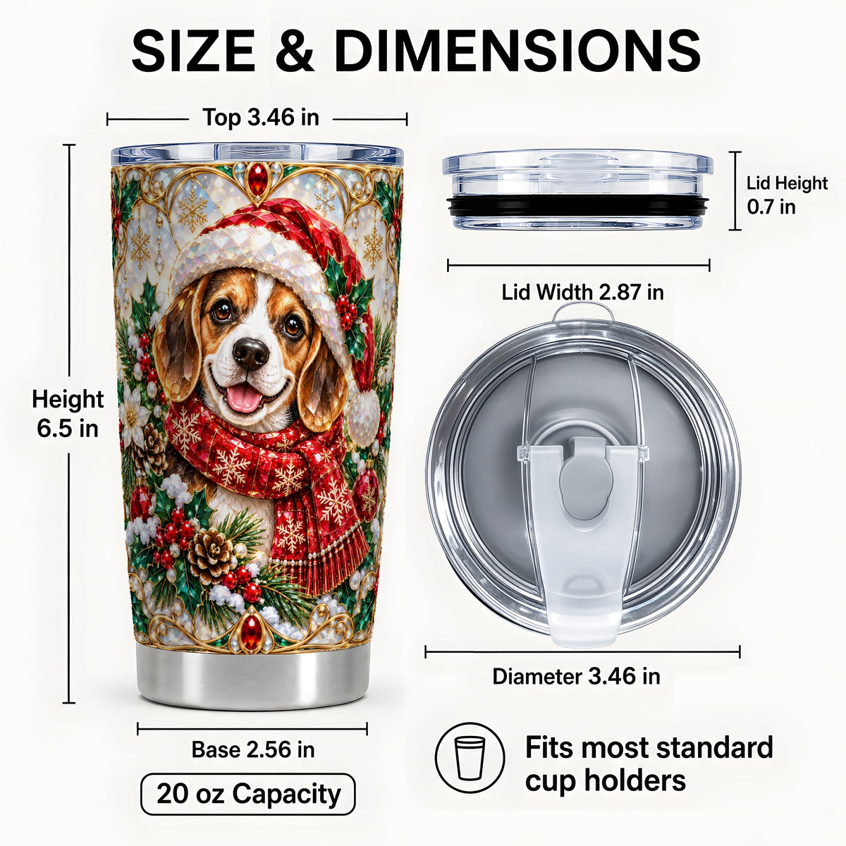 #pl[20oz|Steel] Jeweled Beagle Tumbler 20oz, Puppy Tumbler, Stainless Steel Travel Cup