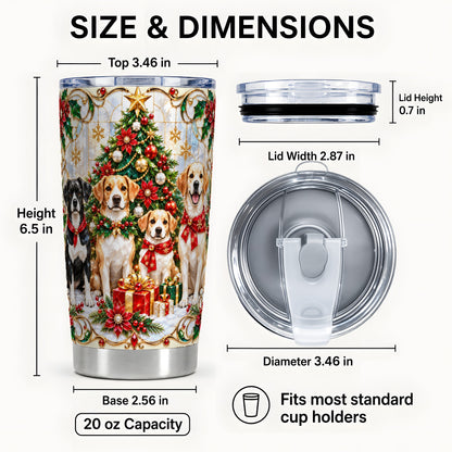#pl[20oz|Steel] Christmas Dogs Tumbler 20oz, Pet Tumbler, Stainless Steel Travel Cup