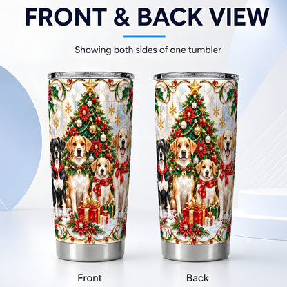 #pl[20oz|Steel] Christmas Dogs Tumbler 20oz, Pet Tumbler, Stainless Steel Travel Cup