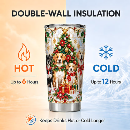Christmas Dogs Tumbler 20oz, Pet Tumbler, Stainless Steel Travel Cup