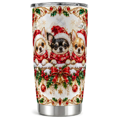 Christmas Chihuahua Tumbler 20oz, Dog Tumbler, Stainless Steel Travel Cup