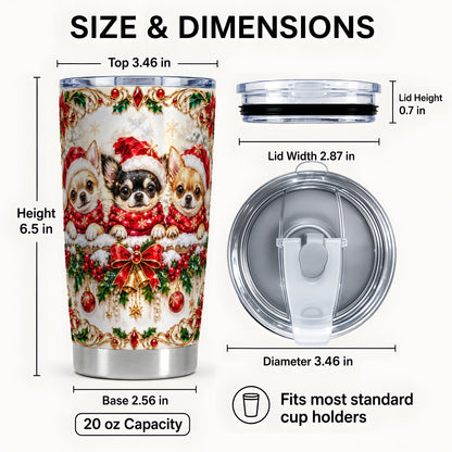 #pl[20oz|Steel] Christmas Chihuahua Tumbler 20oz, Dog Tumbler, Stainless Steel Travel Cup