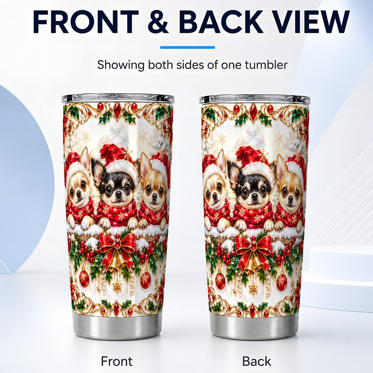 #pl[20oz|Steel] Christmas Chihuahua Tumbler 20oz, Dog Tumbler, Stainless Steel Travel Cup