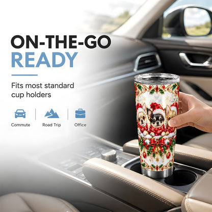 Christmas Chihuahua Tumbler 20oz, Dog Tumbler, Stainless Steel Travel Cup