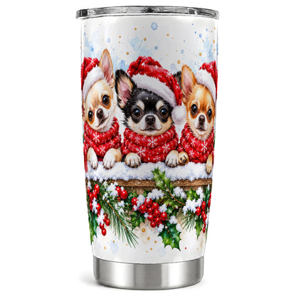 Watercolor Chihuahua Tumbler 20oz, Dog Tumbler, Stainless Steel Travel Cup