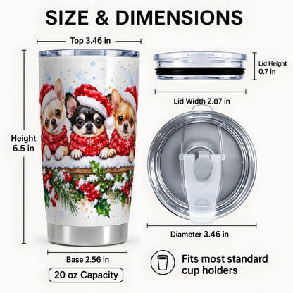 #pl[20oz|Steel] Watercolor Chihuahua Tumbler 20oz, Dog Tumbler, Stainless Steel Travel Cup