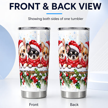 #pl[20oz|Steel] Watercolor Chihuahua Tumbler 20oz, Dog Tumbler, Stainless Steel Travel Cup