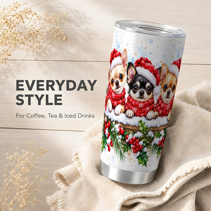 Watercolor Chihuahua Tumbler 20oz, Dog Tumbler, Stainless Steel Travel Cup