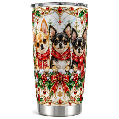 Jeweled Chihuahua Tumbler 20oz, Dog Tumbler, Stainless Steel Travel Cup