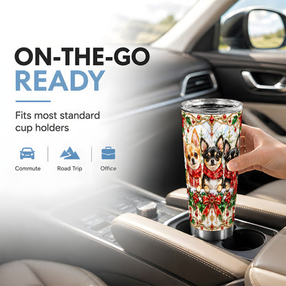 Jeweled Chihuahua Tumbler 20oz, Dog Tumbler, Stainless Steel Travel Cup