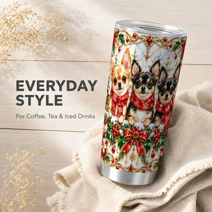 Jeweled Chihuahua Tumbler 20oz, Dog Tumbler, Stainless Steel Travel Cup