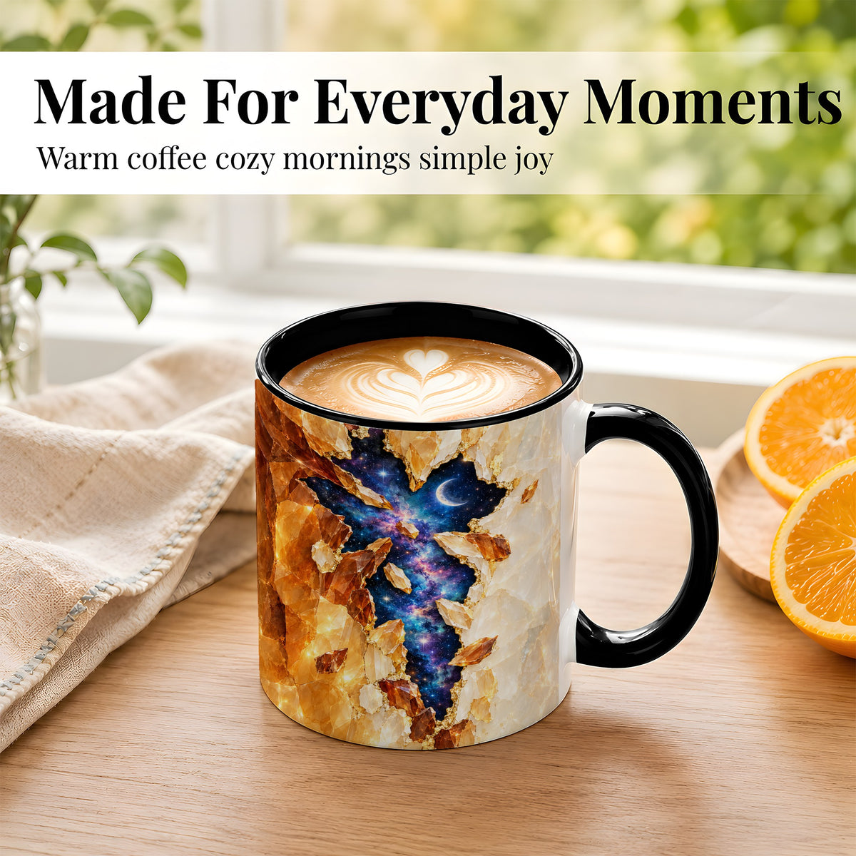 #pl[11oz|Black] Galaxy Cross Coffee Mug, Celestial Faith Mug, Ceramic Cup, Cosmic Art